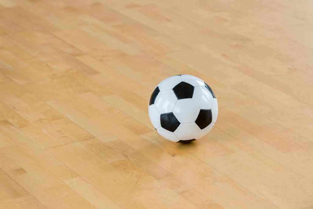 pelota de futsal sola en una cancha